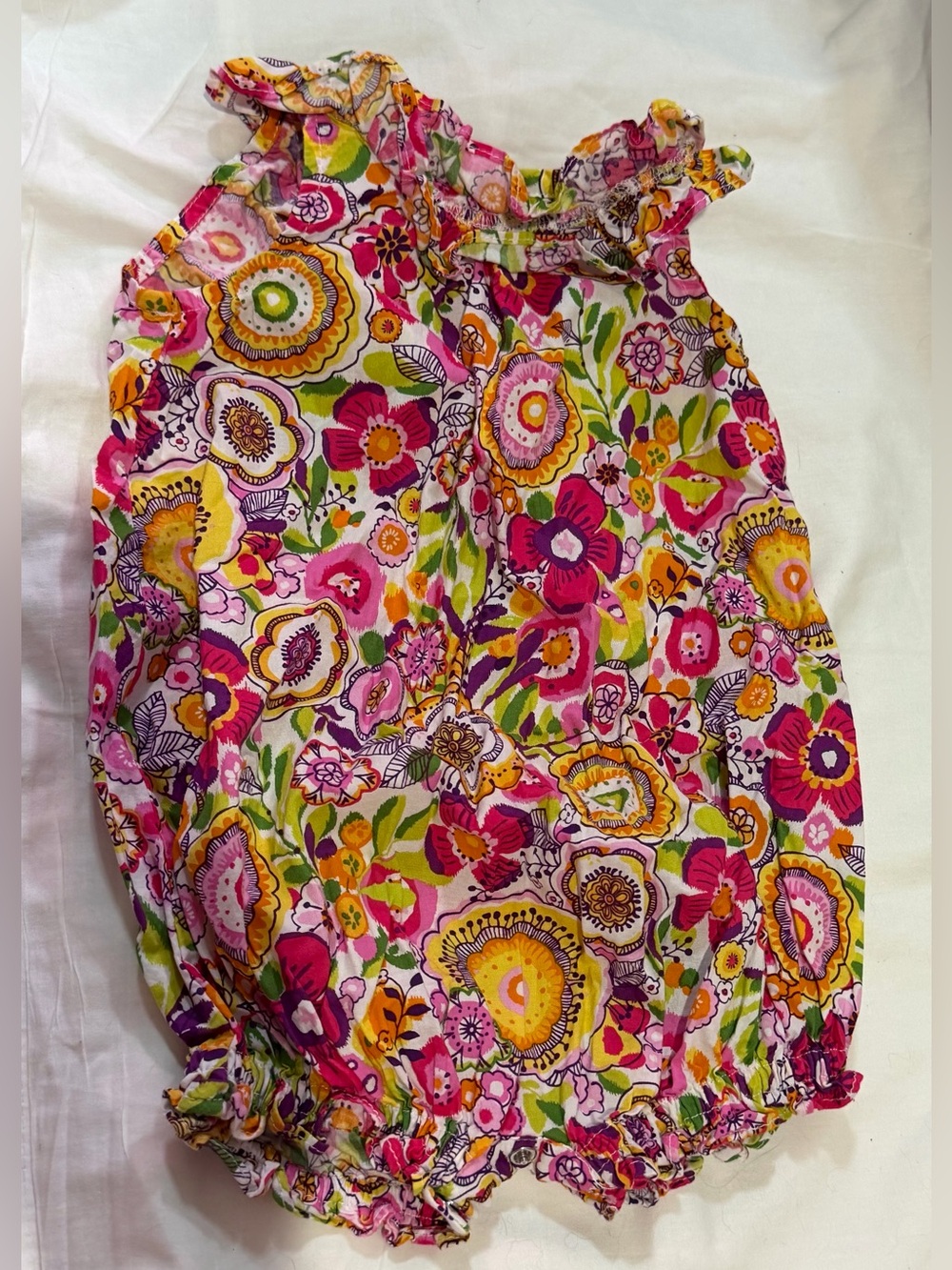 Vera Bradley Baby Girl 6-9 Months Clementine Floral Ruffle Romper One Piece